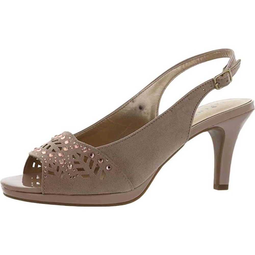 Karen Scott Womens Brooke Faux Suede Slingback Pumps, Nude Micro, 9.5